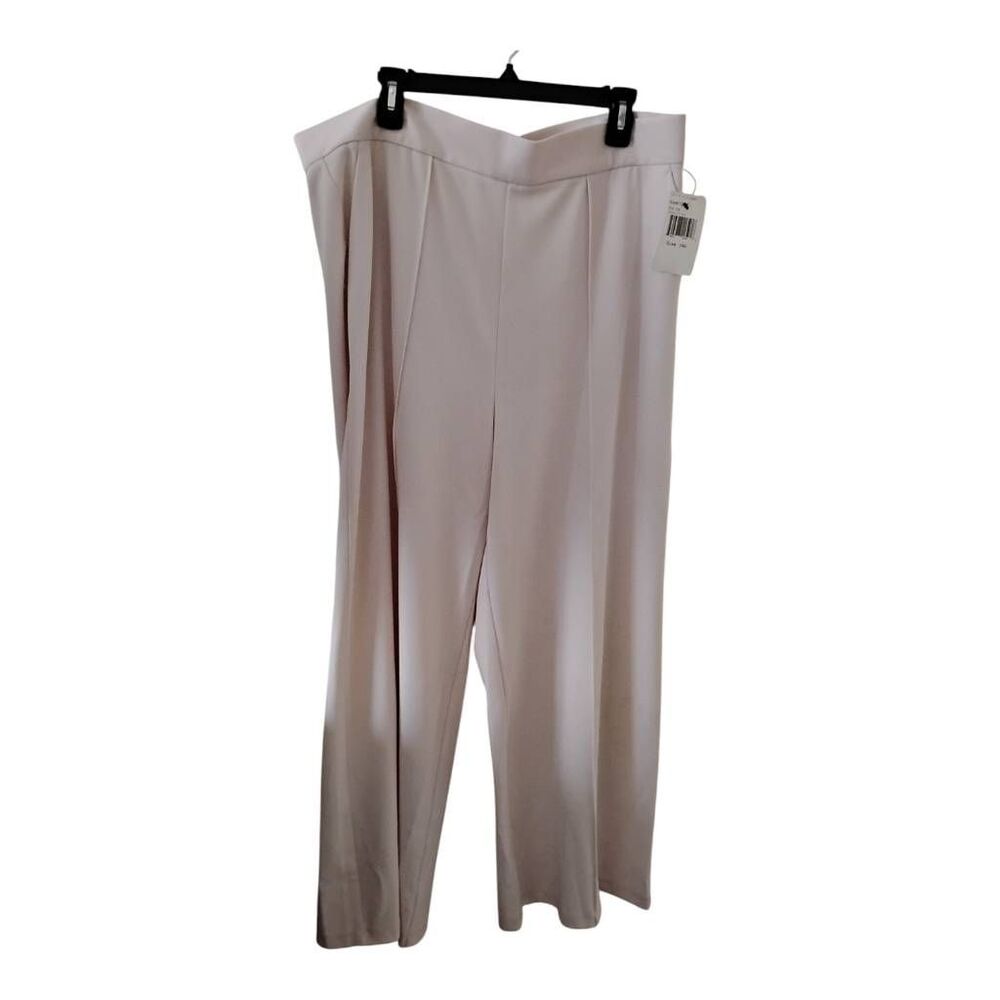 ABS Plus Size White Flowy Wide Leg Dress Pants Size 16 NWT